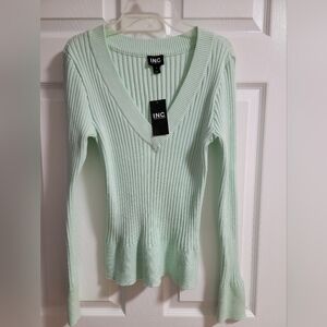 INC International Concepts Mint V-Neck Sweater